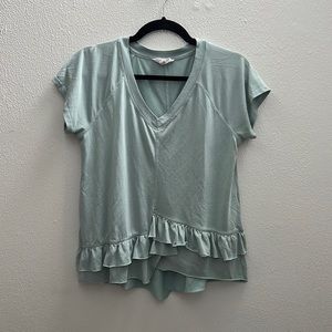 Teal Olive & Oat asymmetrical tshirt